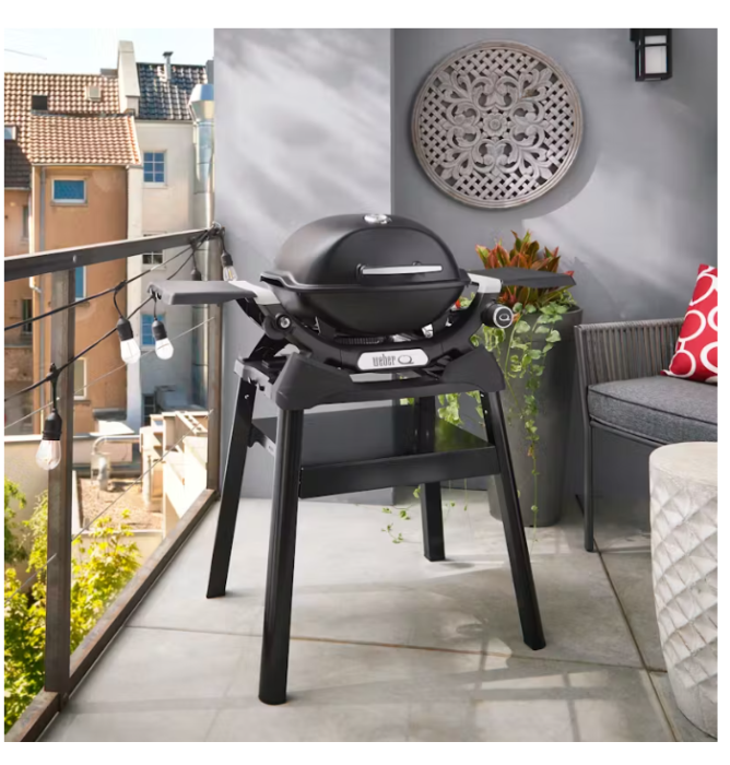 Weber Q 1200N Gasgrill mit Seitentischen und kompaktem Stand, 1501083